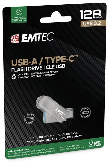 USB Type-A / USB Type-C Stick 128 GB  D280 Dual (Silber) 