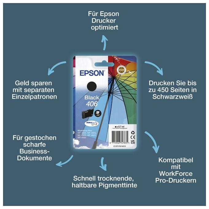 originale Schwarz 8,7 ml 1200 Seiten 406 C13T17G14010 