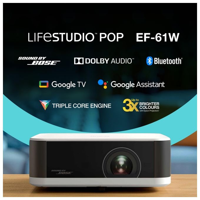 1080p (1920x1080) 3LCD LED Standard Throw-Projektor 700 ANSI Lumen  EF-61 (Schwarz, Weiß) 