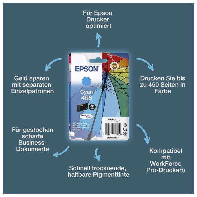 originale Druckerpatronen Cyan 6 ml 406 C13T17G24010 