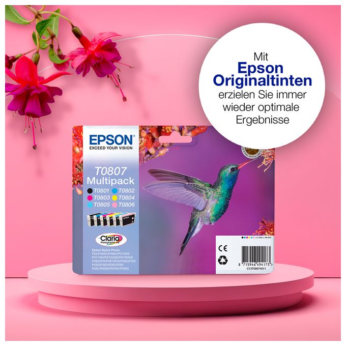 originale Druckerpatronen Schwarz, Cyan, Helle Cyan, Helle Magenta, Magenta, Gelb T0807 C13T08074011 