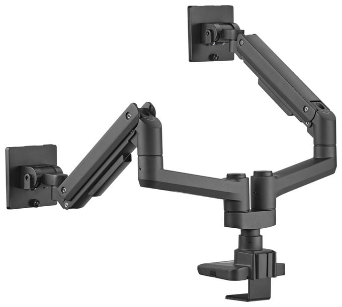 17"-35" Schwerlast-Doppelmonitor-Schreibtischhalterung, Schwarz 
