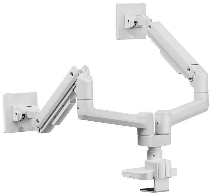 17"-35" Schwerlast-Doppelmonitor-Schreibtischhalterung, Weiß 