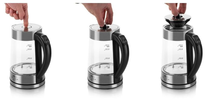 1,7 l Wasserkocher 2200 W (Edelstahl, Transparent) Crystela Digi II 