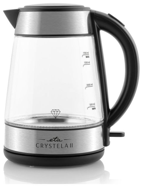 1,7 l Wasserkocher 2200 W (Schwarz, Edelstahl, Transparent) Crystela II 