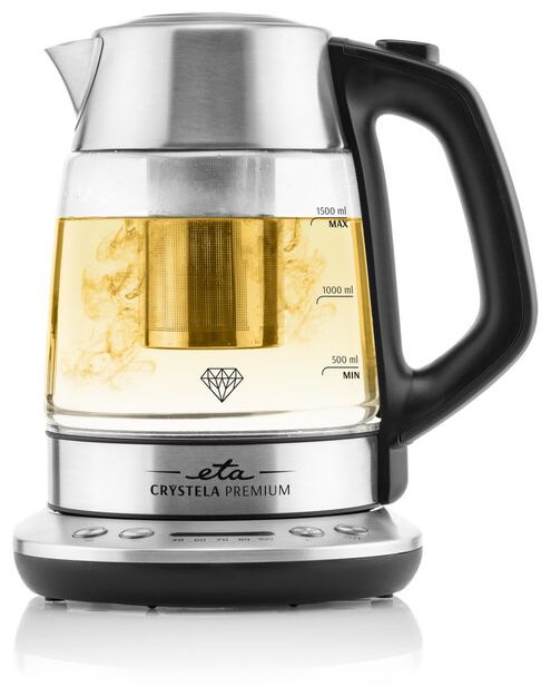 1,5 l Wasserkocher 2200 W (Schwarz, Edelstahl, Transparent) Crystela Premium 
