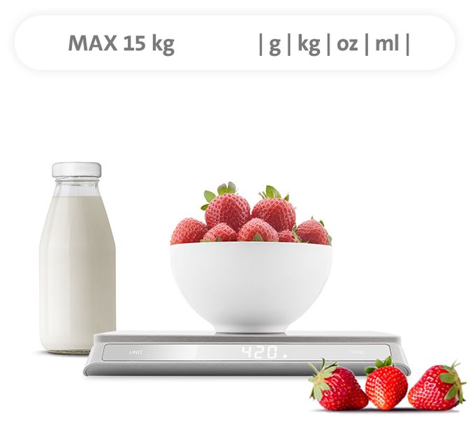 Elektronische Küchenwaage bis 15 kg Genauigkeit 1 g  Grande (Edelstahl) 