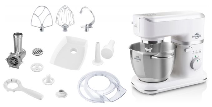 800 W Küchenmaschine 4,5 l  Gratussino Smart (Edelstahl, Weiß) 