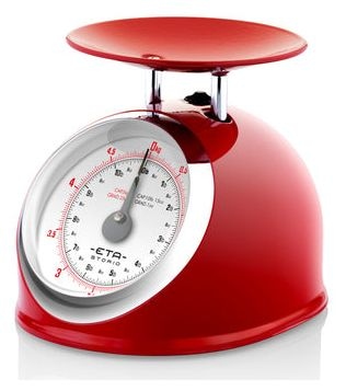 Mechanische Küchenwaage bis 5 kg Genauigkeit 25 g (Rot, Edelstahl, Weiß) Storio 