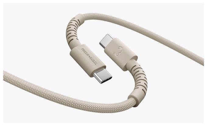 Stecker Rundkabel USB C auf USB C bis 100 W 2 m  FlexWave (Beige) 