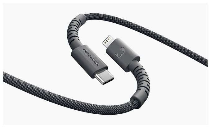 Stecker Rundkabel Lightning auf USB C 2 m  FlexWave (Grau) 