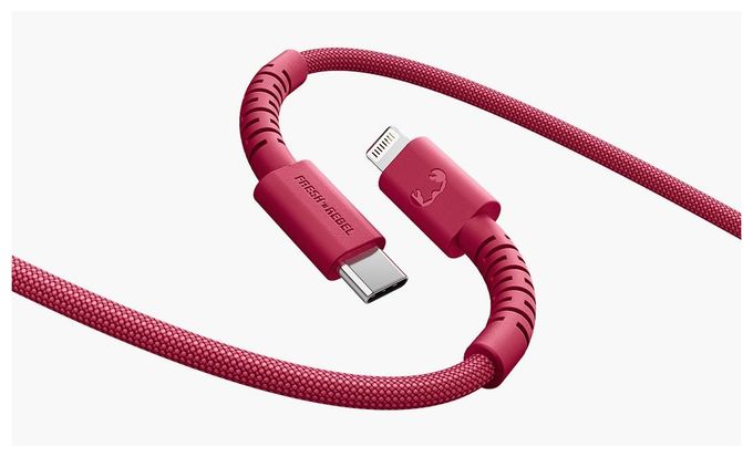 Stecker Rundkabel Lightning auf USB C 2 m  FlexWave (Rot) 
