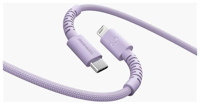 Stecker Rundkabel Lightning auf USB C bis 30 W 2 m  FlexWave (Violett) 