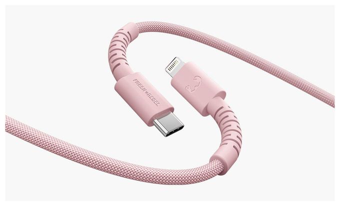 Stecker Rundkabel Lightning auf USB C 2 m  FlexWave (Pink) 