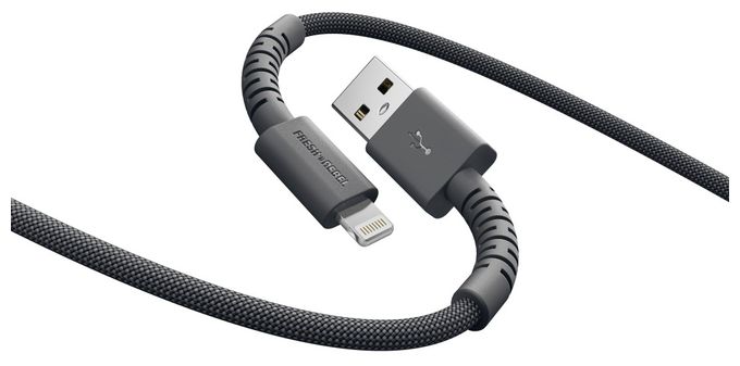 Stecker Rundkabel Lightning auf USB A 2 m  FlexWave (Grau) 