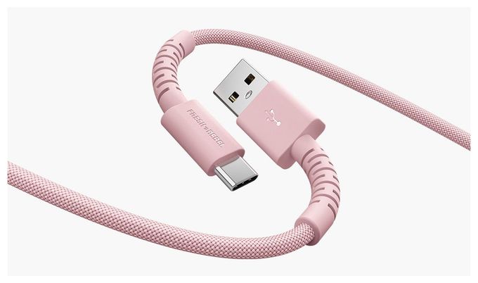 Stecker Rundkabel USB A auf USB C 2 m  FlexWave (Pink) 
