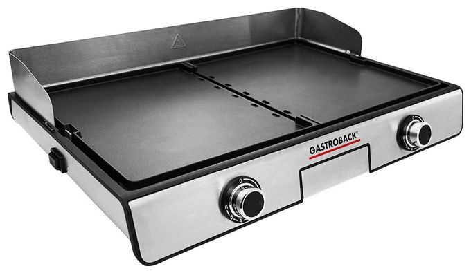 2 Zone(n) 2000 W mit 420 x 280 mm Fläche  42524 Design Plancha & BBQ (Schwarz, Edelstahl) 