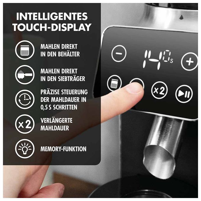 Kaffeemühle für 300 g 150 W (Schwarz, Transparent) 42644 Pro Touch 30 