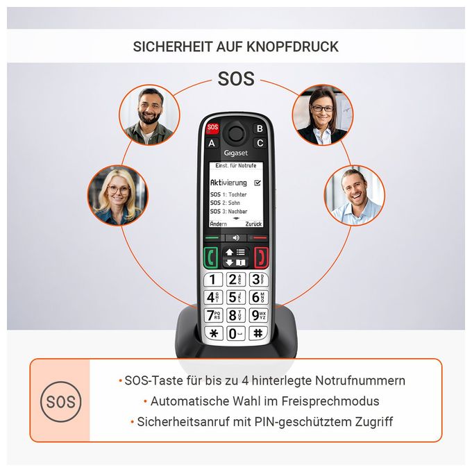 Analoges/DECT-Telefon  Easy 500 (Schwarz, Silber) 