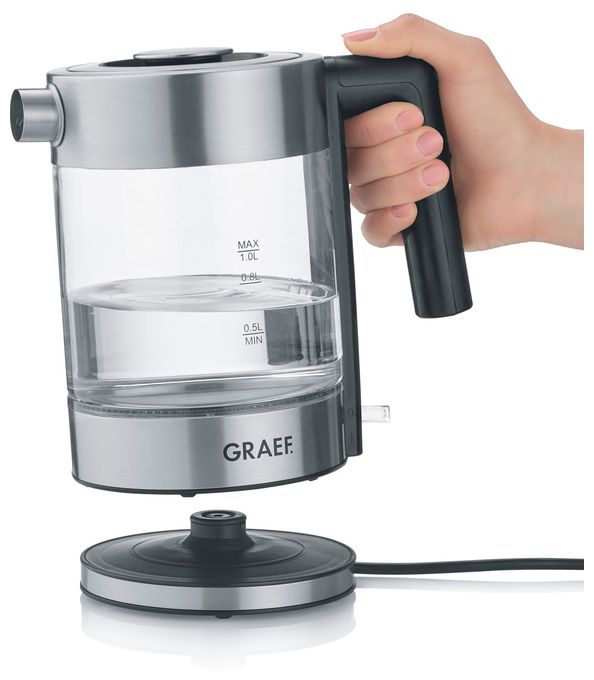 1,0 l Wasserkocher 2000 W (Schwarz, Edelstahl, Transparent) WK300 