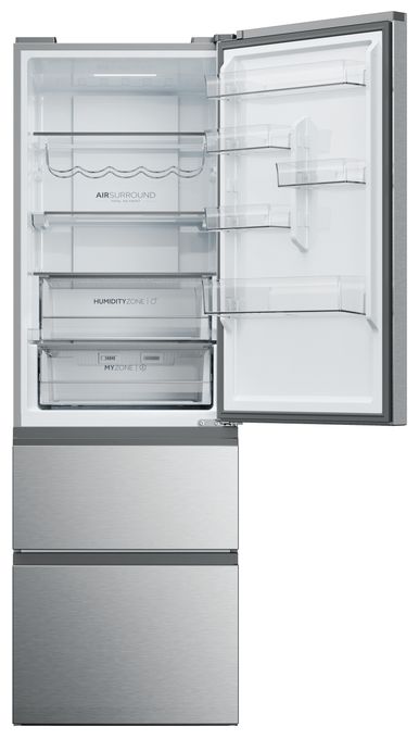 235 l / 125 l Kühl-Gefrierkombi freistehend NoFrost 217 kWh Jahr  HTW5618DNMG (Silber) 