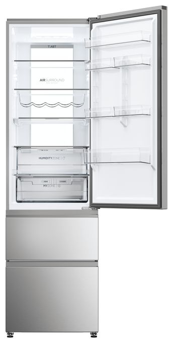 289 l / 125 l Kühl-Gefrierkombi freistehend NoFrost 120 kWh Jahr  HTW7620ANMG (Edelstahl) 