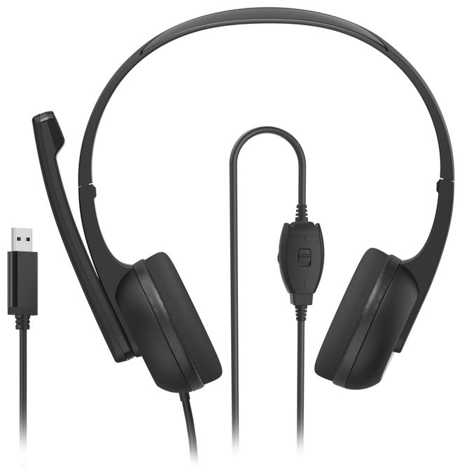 Ohraufliegender Kopfhörer Kabelgebunden USB Typ-A  139934 HS-USB250 V2 (Schwarz) 