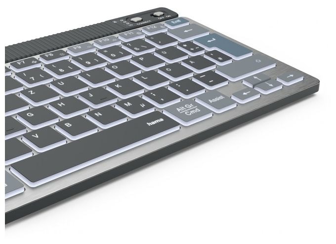 LED Heimbüro Tastatur Bluetooth 2.4 GHz (Anthrazit, Schwarz, Blau) 173067 WK-700 