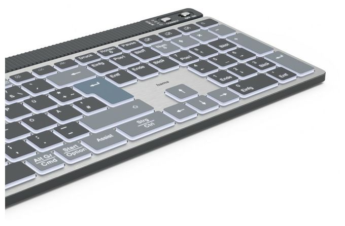 LED Heimbüro Tastatur Bluetooth 2.4 GHz (Anthrazit, Schwarz, Blau) 173068 WK-750 