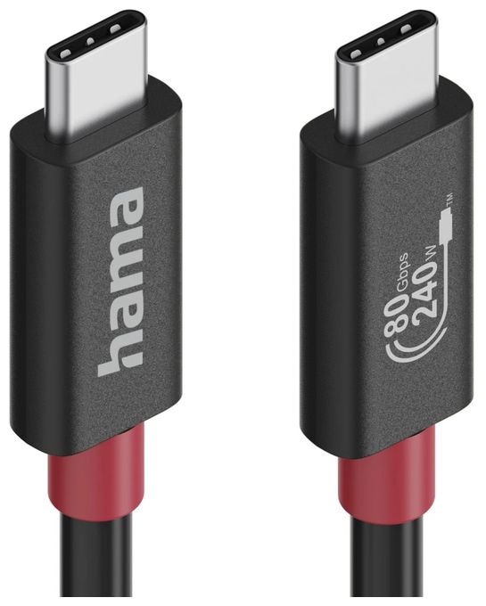 80000 Gbit/s Stecker Rundkabel USB C auf USB C bis 240 W 1 m  200799 (Schwarz) 
