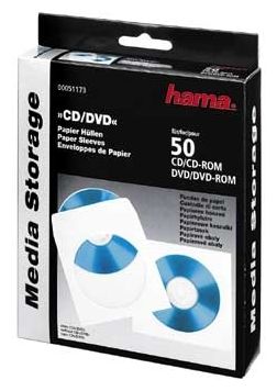 CD Paper Sleeves, white, 50 pcs/Pack 