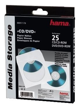 CD/DVD Paper Protection Sleeves, white, pack of 25 