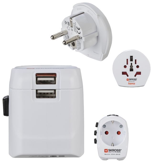 World Travel Pro Light USB Reiseadapter für bis zu 200 Länder 