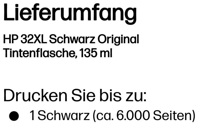 originale Druckerpatronen Schwarz 135 ml 6000 Seiten Nr.32XL 