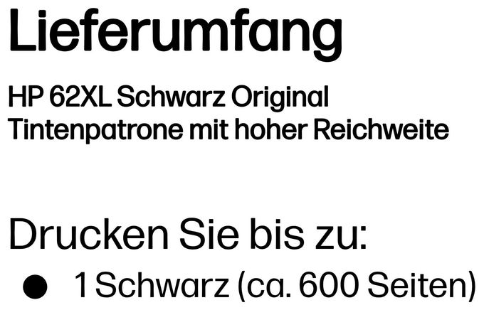 Druckerpatronen Schwarz 600 ml 600 Seiten Nr.62XL 