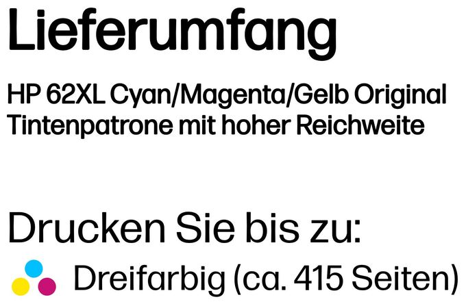 Druckerpatronen Cyan, Magenta, Gelb 11,5 ml Nr.62XL 