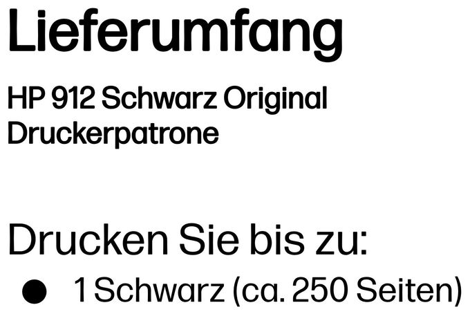 originale Druckerpatronen Schwarz 6,5 ml 250 Seiten Nr.912 
