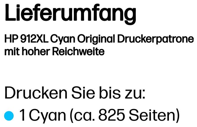 originale Druckerpatronen Cyan 8,5 ml Nr.912XL 