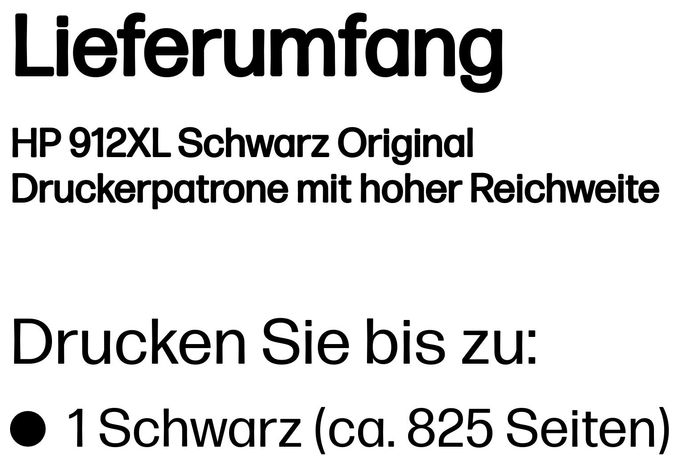 originale Druckerpatronen Schwarz 18 ml 720 Seiten Nr.912XL 