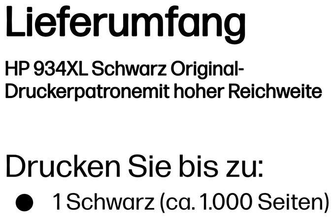 originale Druckerpatronen Schwarz 25,5 ml 1000 Seiten Nr.934XL 