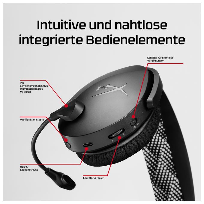 Over-Ear Bluetooth Gaming Kopfhörer kabellos USB Typ-A  Cloud Jet Wireless (Schwarz) 