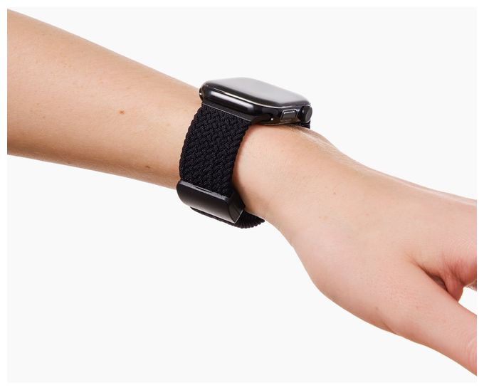 Armband 42 mm Apple Watch Series 1–3 44 mm Apple Watch Series 4–6 44 mm Apple Watch SE (1. – 3. Generation) 45 mm Apple Watch Series 7–9 46 mm Apple Watch Series 10–11 49 mm Apple Watch Ultra/Ultra 2–3 Iconic Black Watch Band 