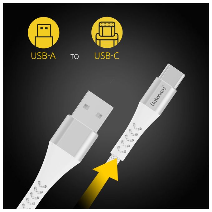 0,48 Gbit/s Stecker USB A auf USB C bis 60 W 1,5 m  7901102 (Weiß) 