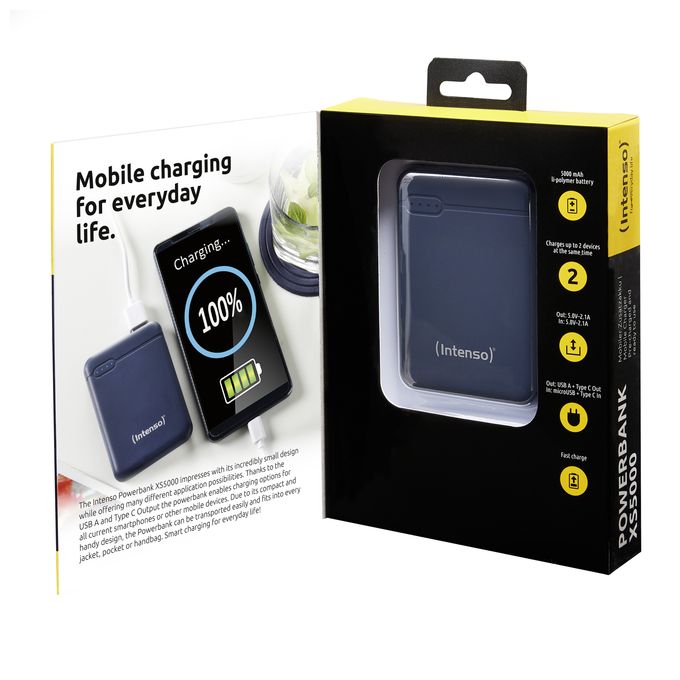 5000 mAh Powerbank Micro-USB + USB Type-C  XS (Blau) 