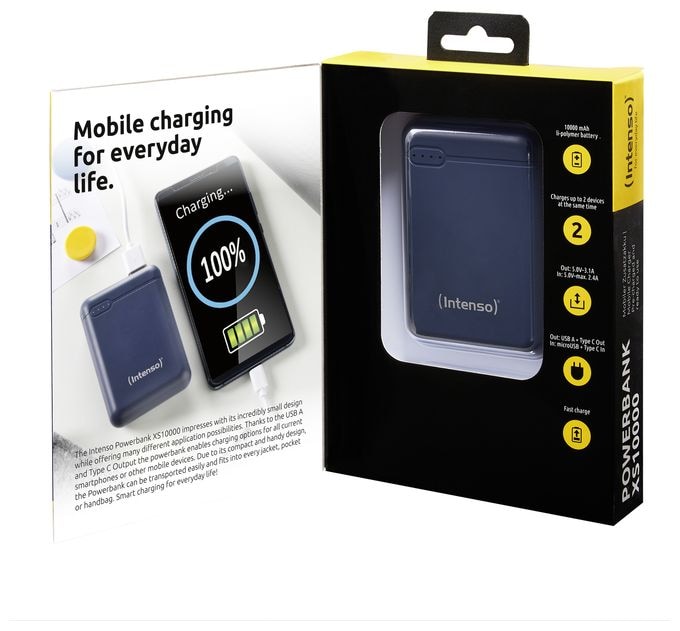 10000 mAh Powerbank Micro-USB + USB Type-C  XS (Blau) 
