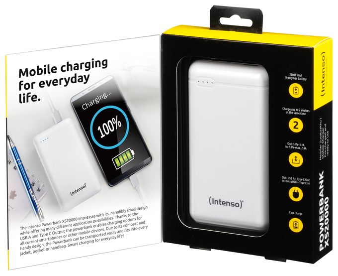 20000 mAh Powerbank Micro-USB + USB Type-C  XS (Weiß) 