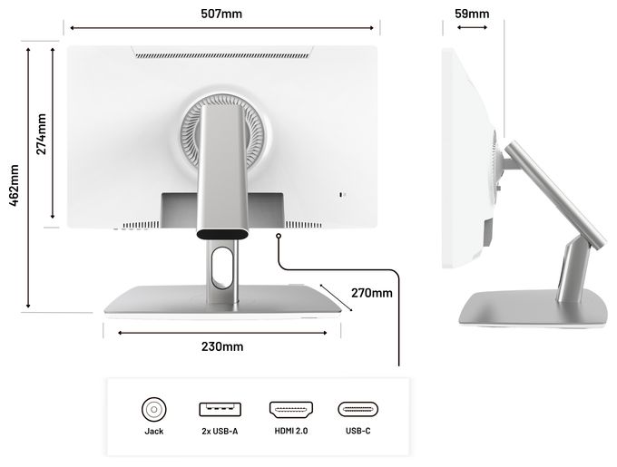 Full HD Monitor 54,6 cm (21.5 Zoll) 16:9 8 ms 250 cd/m²  JN-IPS2152FHDR-C65W-FLD-T (Grau) 