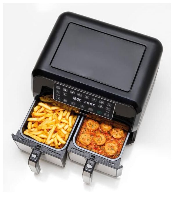 Doppel Heißluftfritteuse 8 l 1700 W  HFM20.000MB kHealthy Twin Airfryer (Schwarz) 