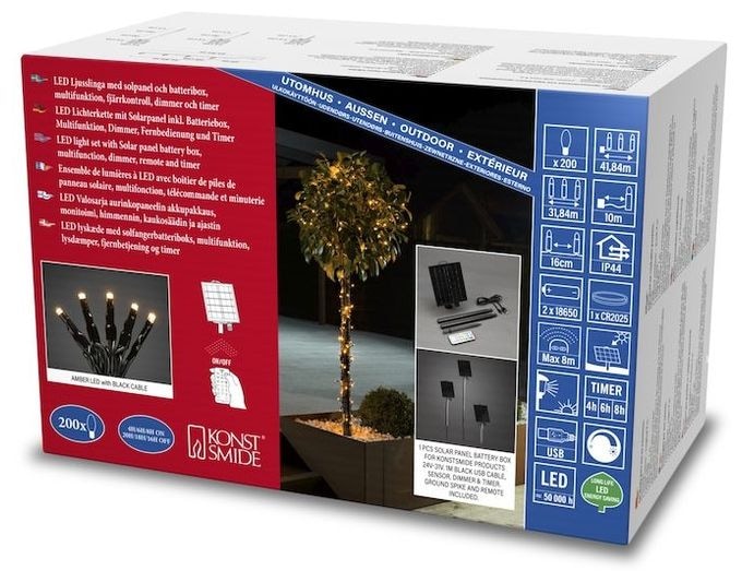 LED 2300 K Gelb Solar 3623-800SP Solar Lichterkette 