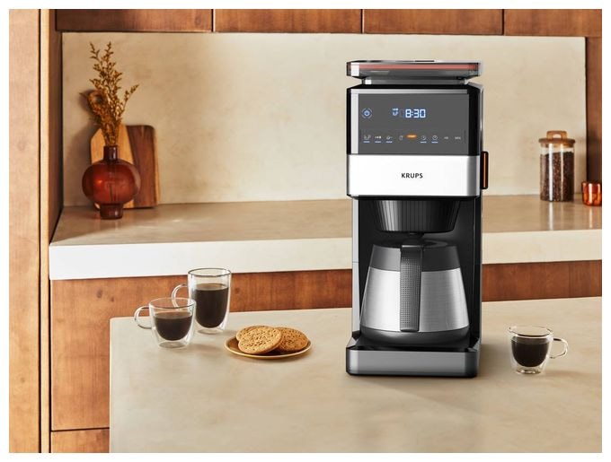 15 Tassen Thermo Filterkaffeemaschine  KT8428 Grind Aroma XL (Schwarz, Edelstahl) 